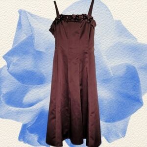 BISCOTTI Brown Spaghetti strap dress embellished sequins size 7 pageant girl NWT